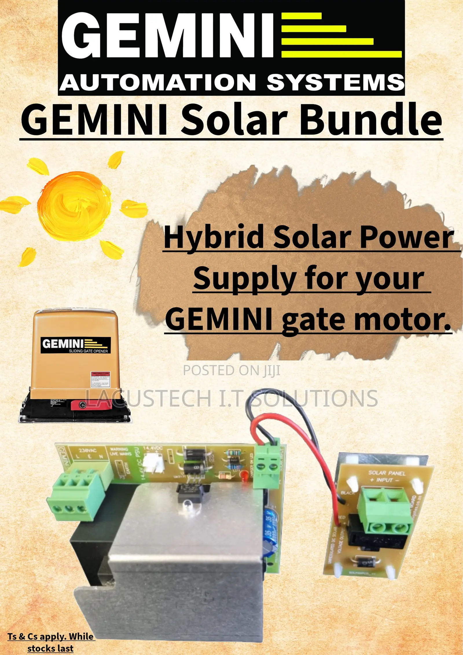 Gemini Sliding Gate Motor With Solar Panel
