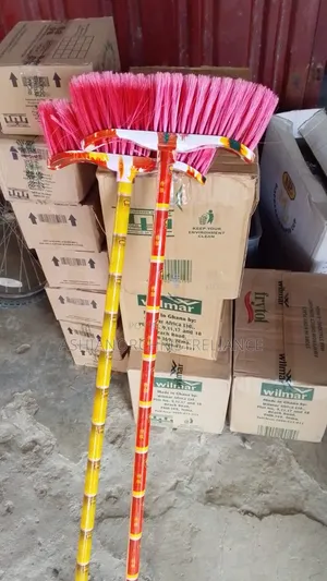 Standing Brooms and Mops