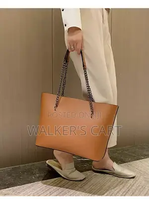 Women's Large Chain-Strap Leather Tote Bag