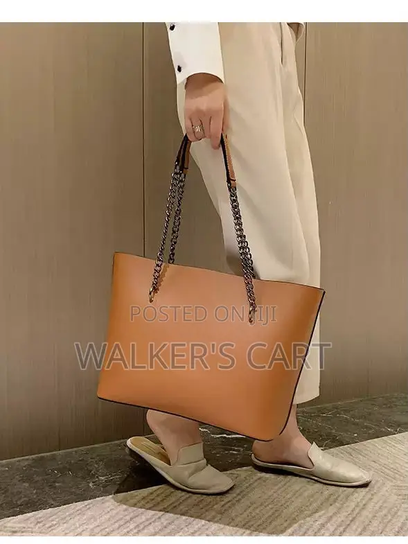 Women's Large Chain-Strap Leather Tote Bag