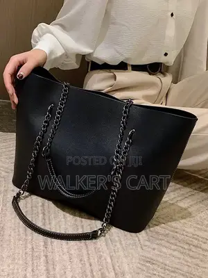 Women's Large Chain-Strap Leather Tote Bag
