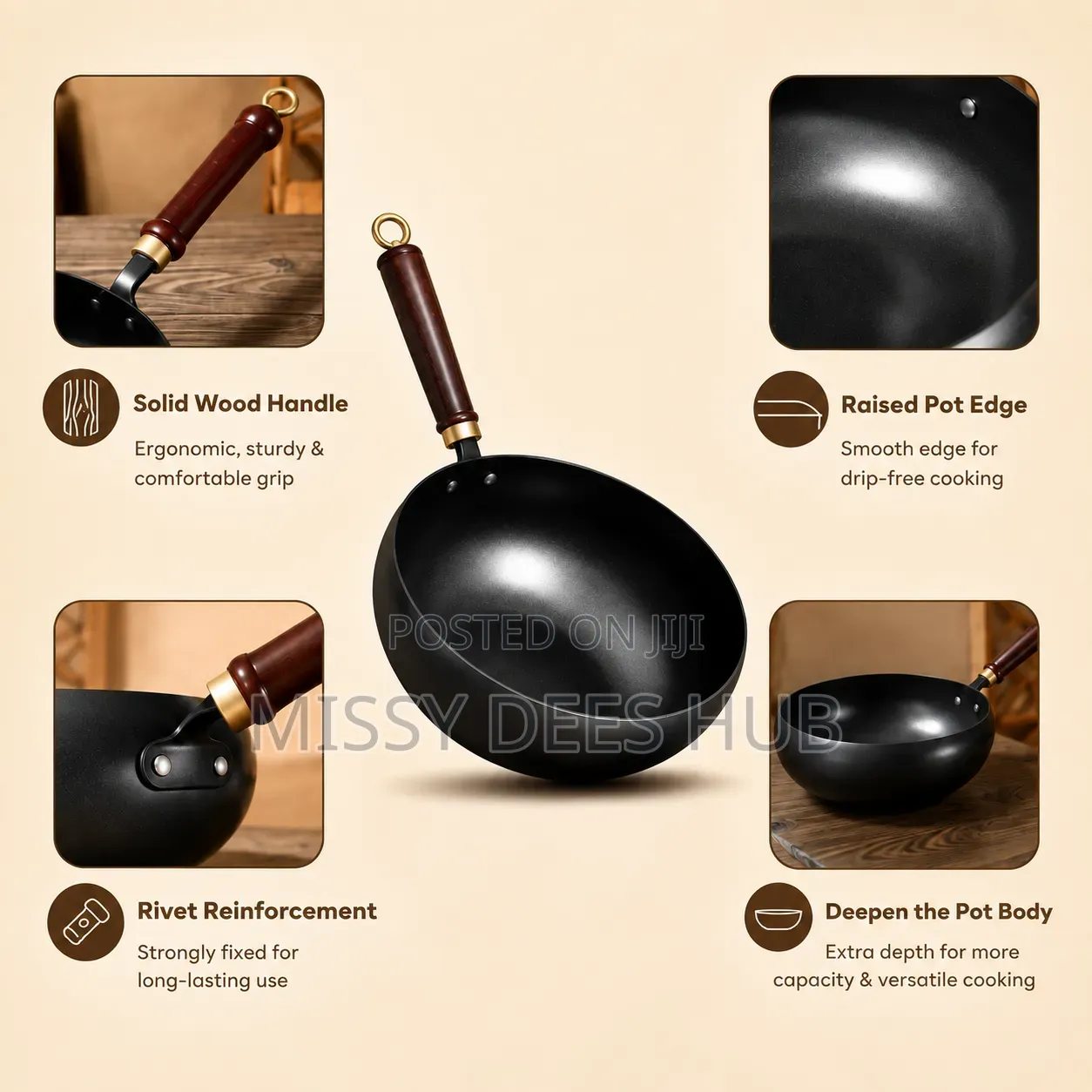 24cm Potbelly Pot With Wooden Cover