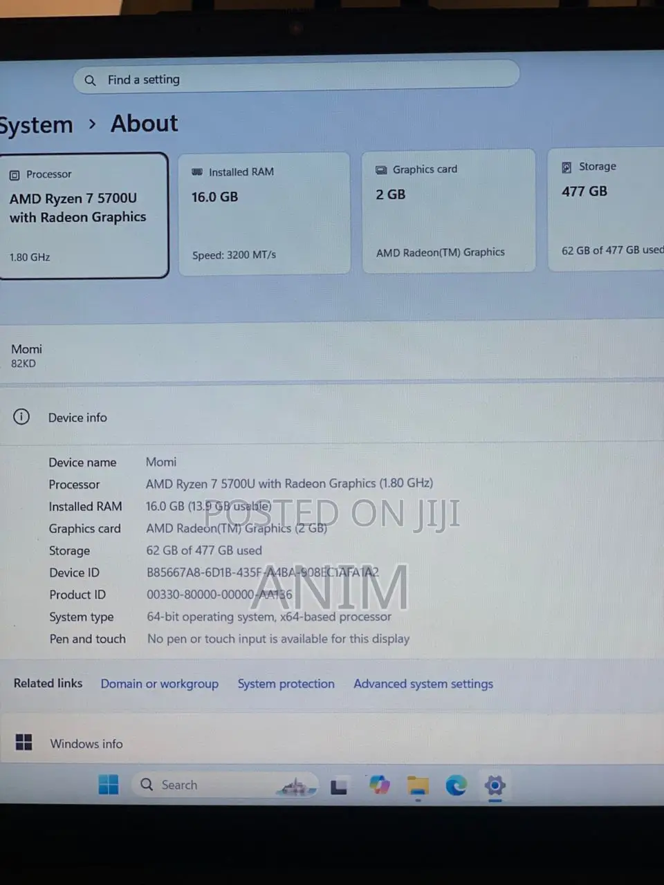 Laptop Lenovo 16GB AMD Ryzen 7 SSD 512GB