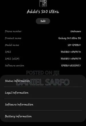 Samsung Galaxy S20 Ultra 5G 128 GB Black