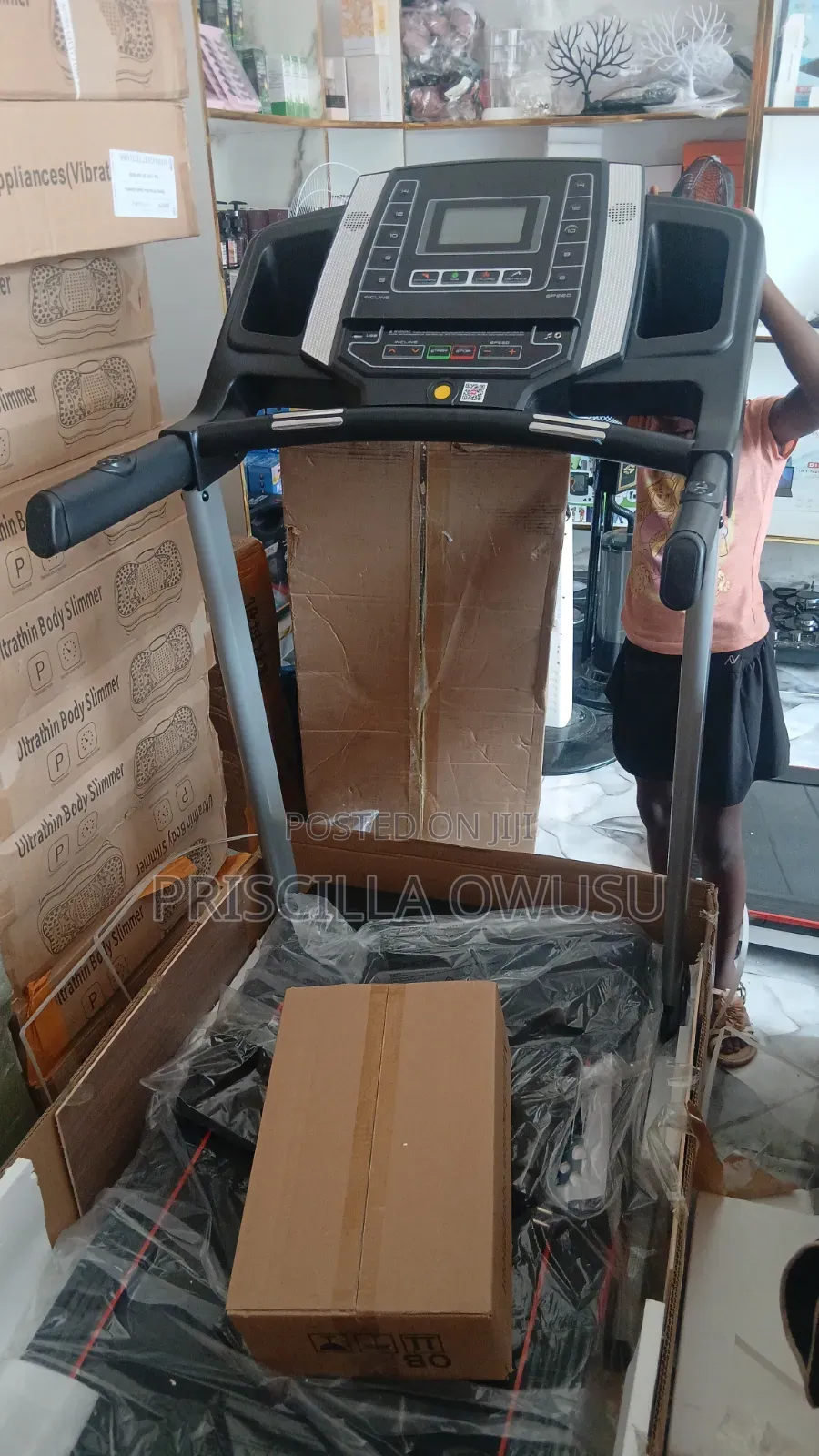 120kg Automatic Incline Treadmill With Massager Belt Dumb Bells