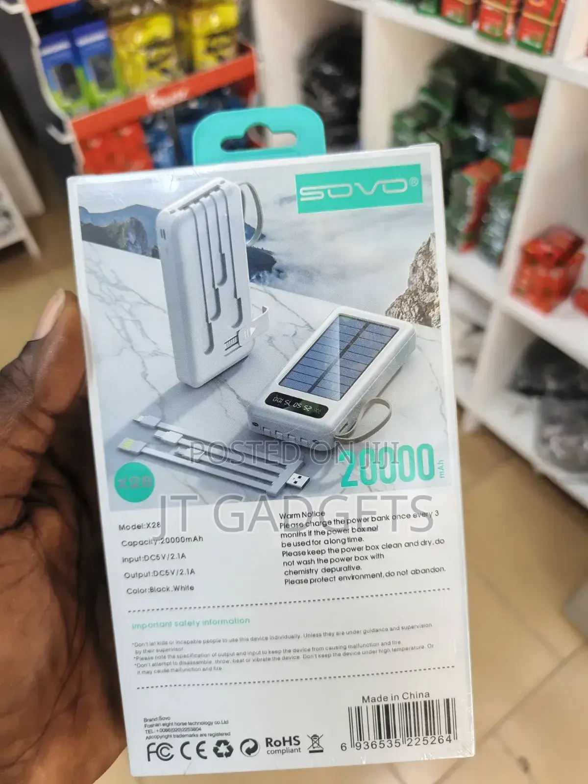 Sovo X28 Solar Power Bank — 20,000mah