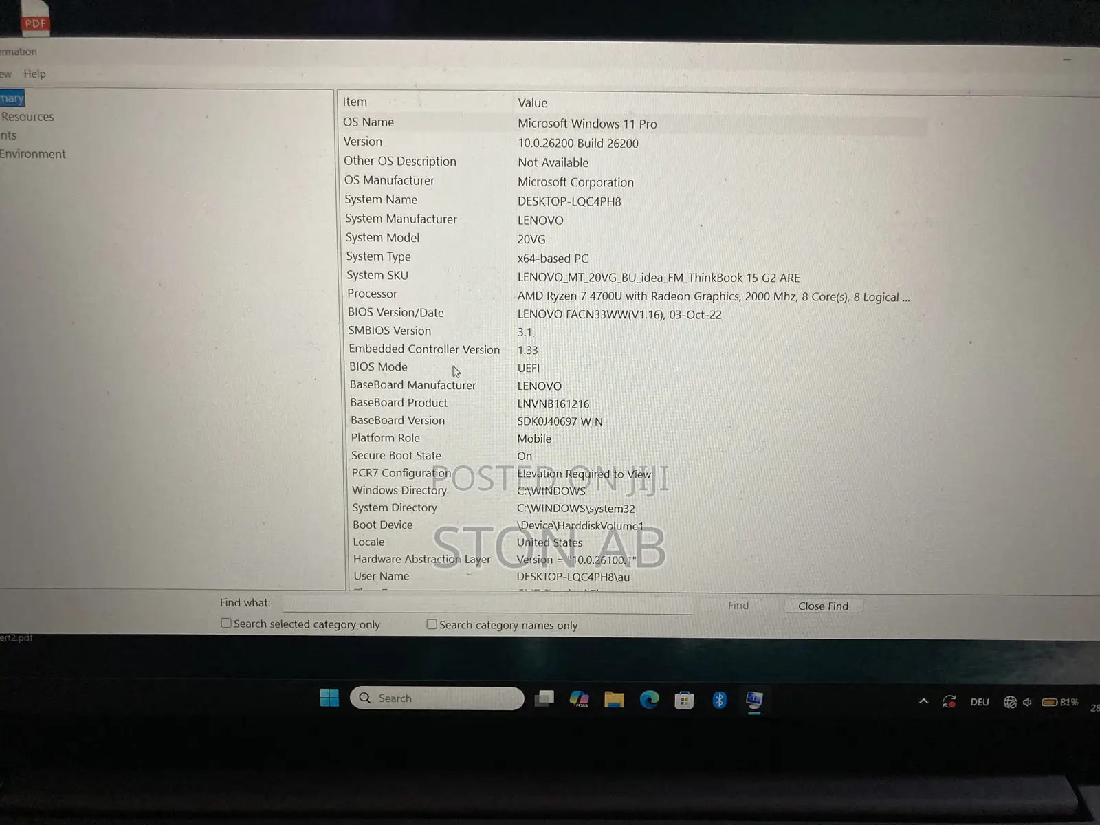Laptop Lenovo ThinkBook 15s Gen 2 16GB AMD Ryzen 7 SSD 256GB
