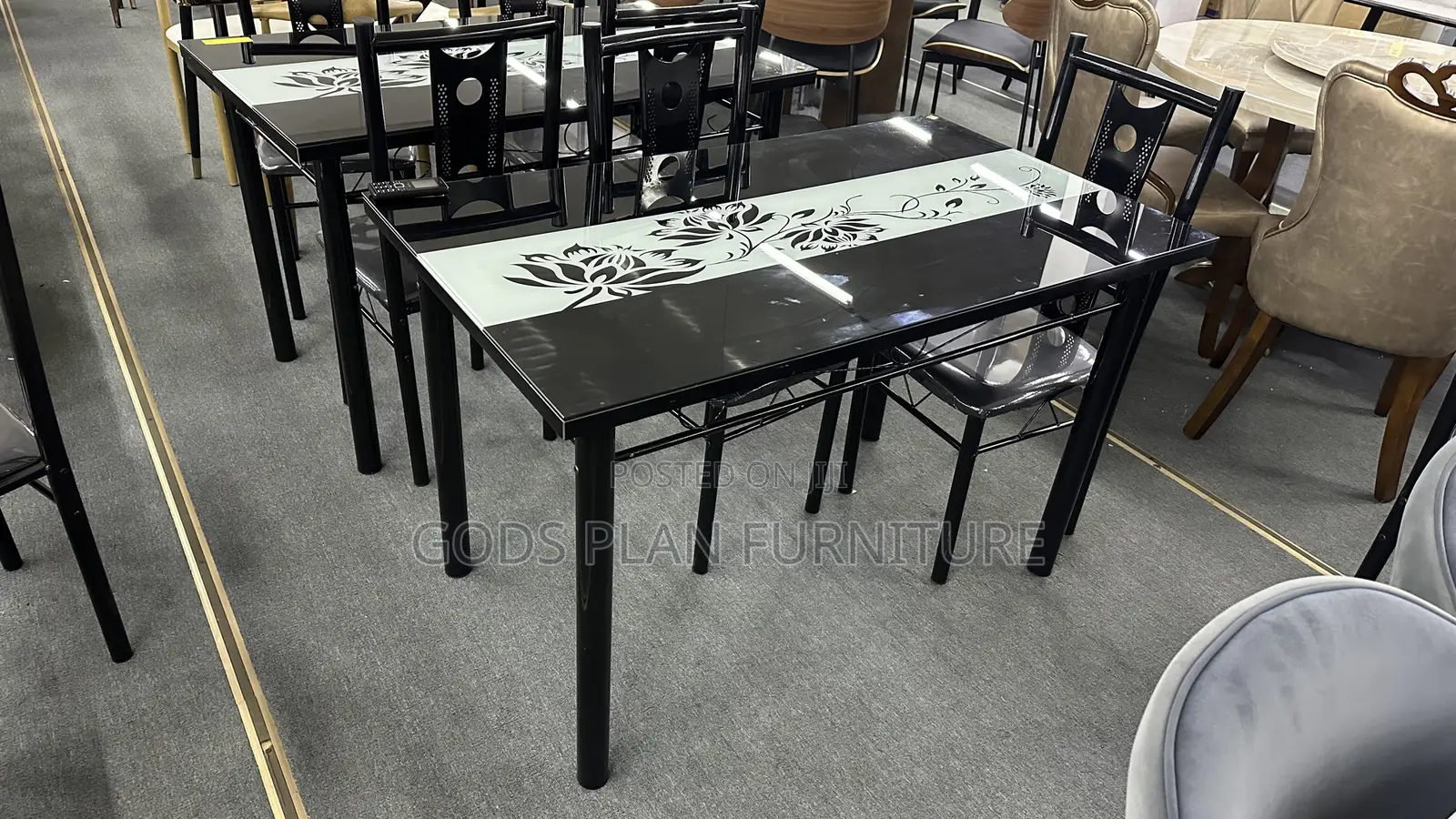 4-Seater Glass Top Dining Set