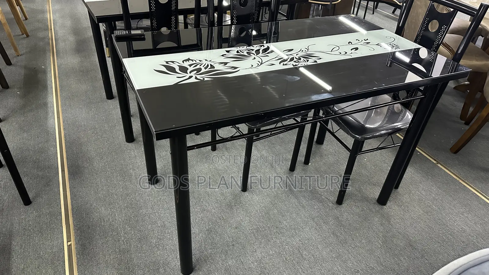 4-Seater Glass Top Dining Set