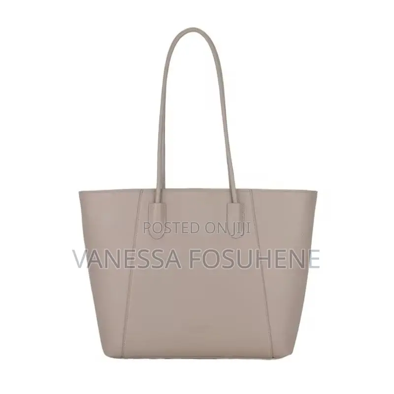 Women's Large Leather Capacity Beige Tote Bag for Work/Casual