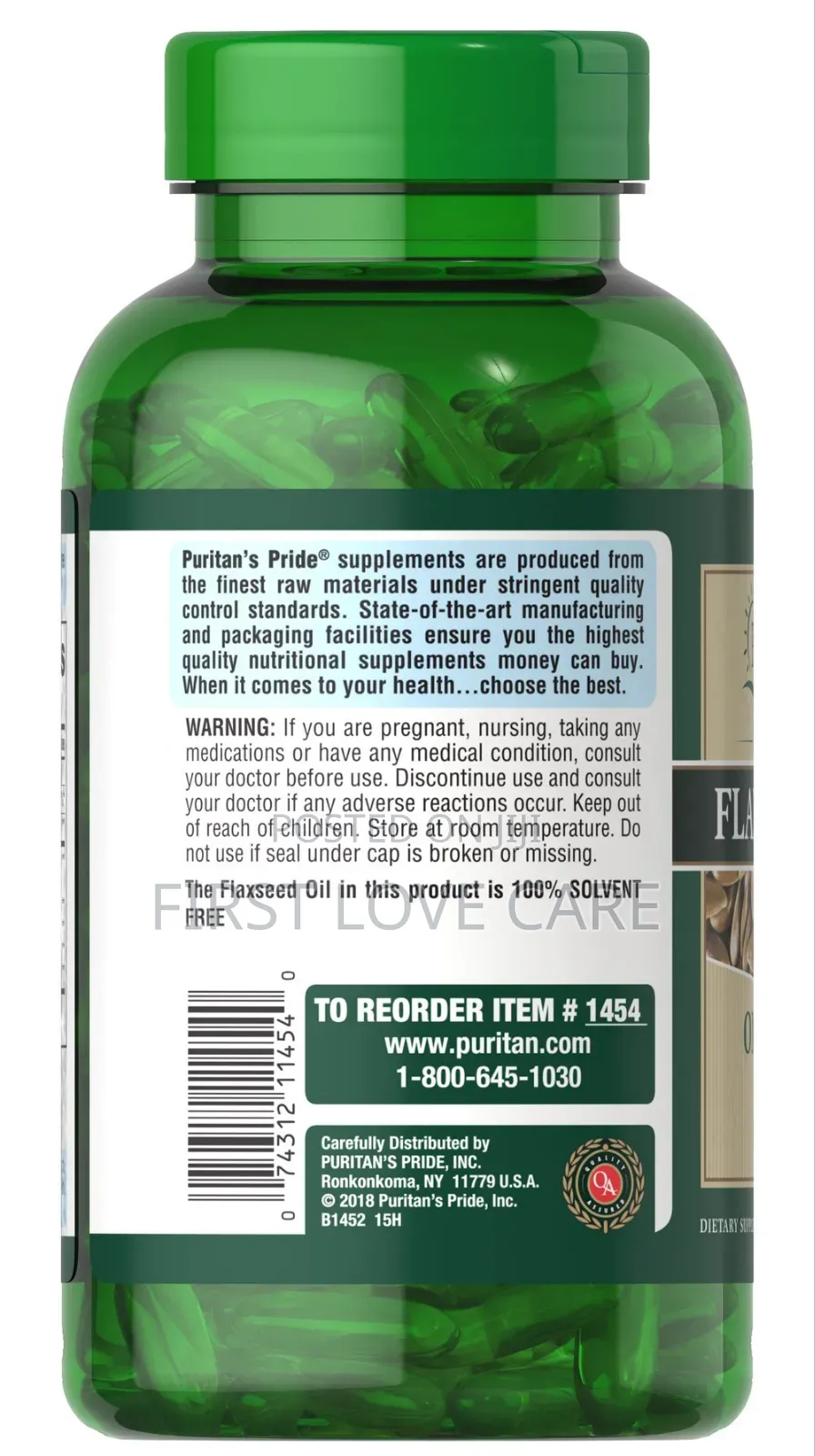 Puritan Pride Non-Gmo Natural Flax Oil 1000 Mg Description