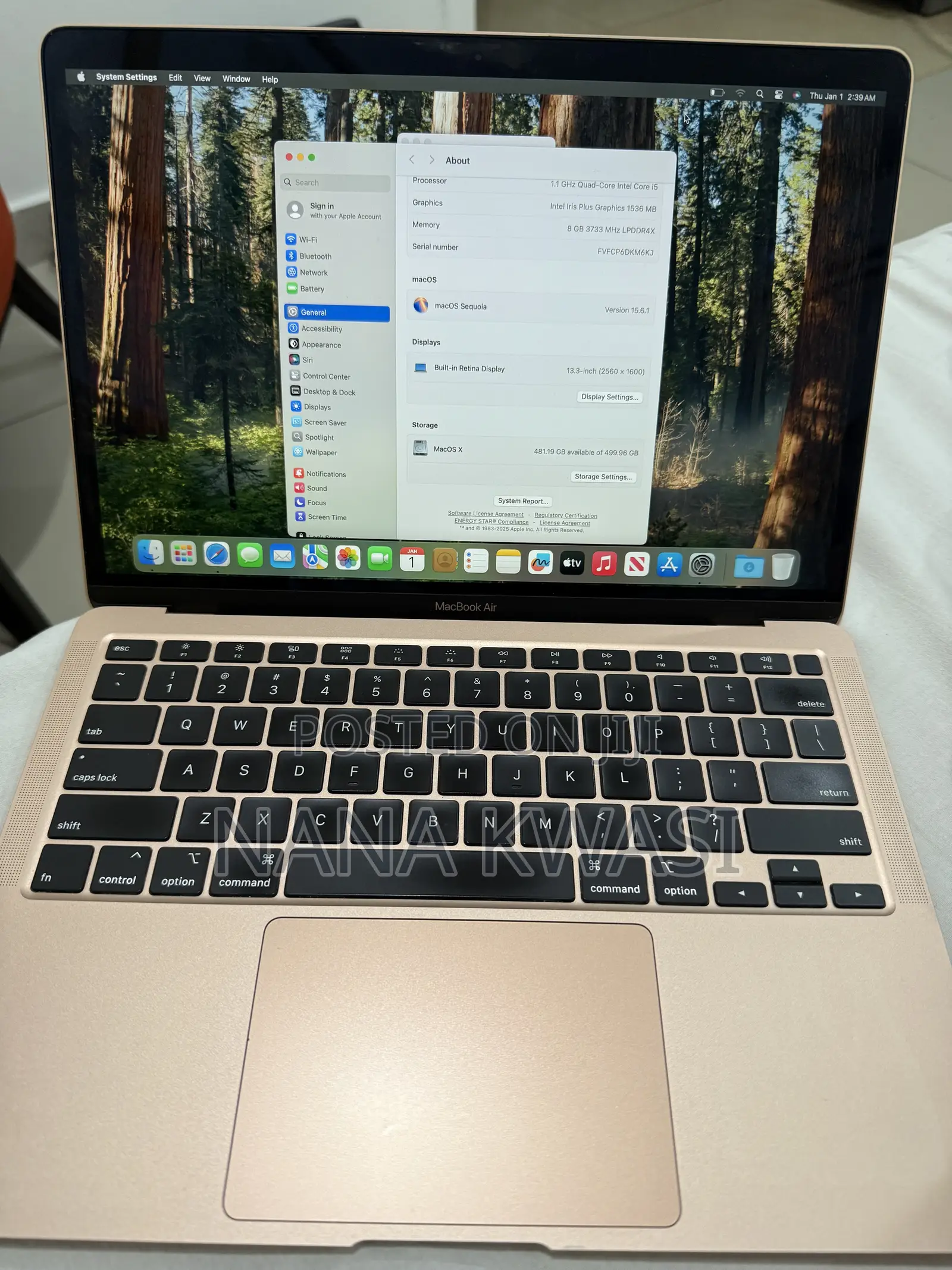 Laptop Apple MacBook Air 8GB Intel Core i5 SSD 512GB