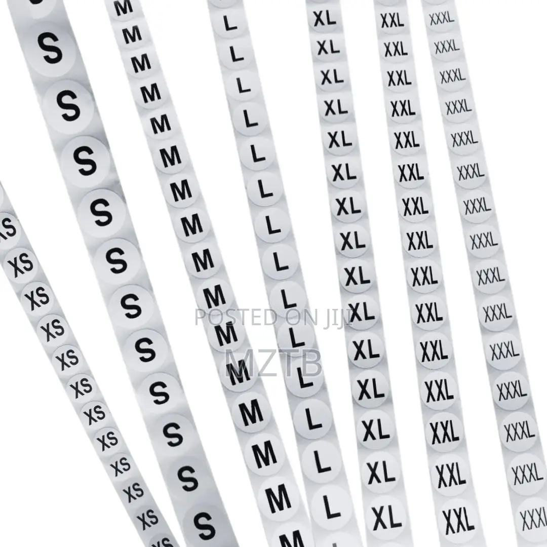 350 Pieces Clothing Size Stickers - White