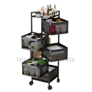Fruit Basket for Kitchen, 5 Tier Circular Rotating Basket