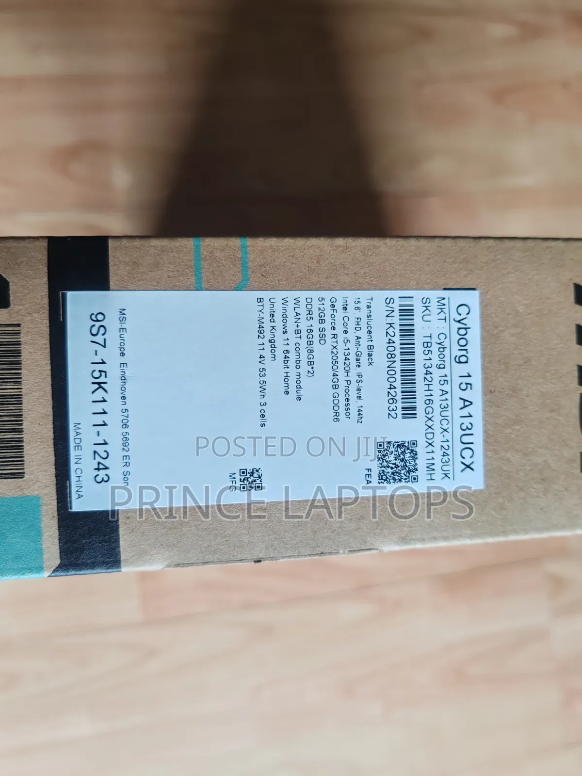 New Laptop MSI Cyborg 15 16GB Intel Core i5 SSD 512GB