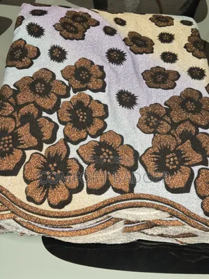 Metallic Glitter Ombre Lace With Floral Embellishments