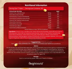 Vitamin B -Tablets - Vitamin B12, Biotin,VitaminB6,VitaminC,Vitamin B9