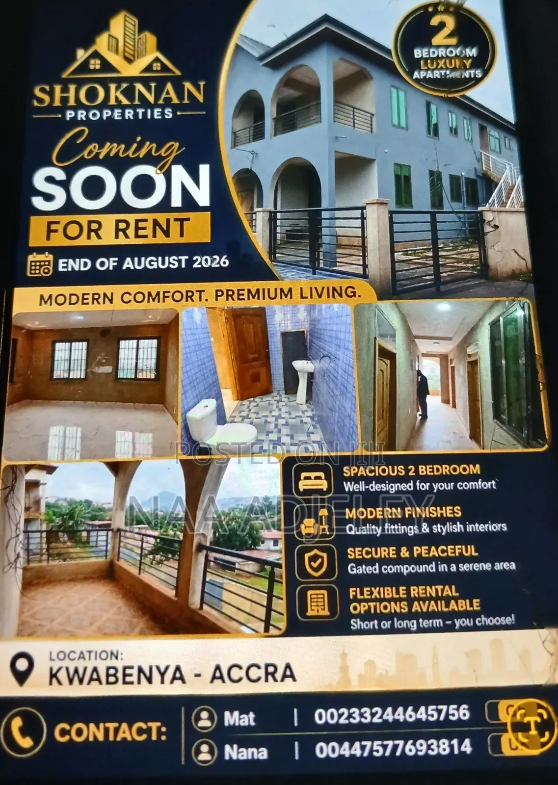 2bdrm House in Shoknan  Properties, Kwabenya for rent