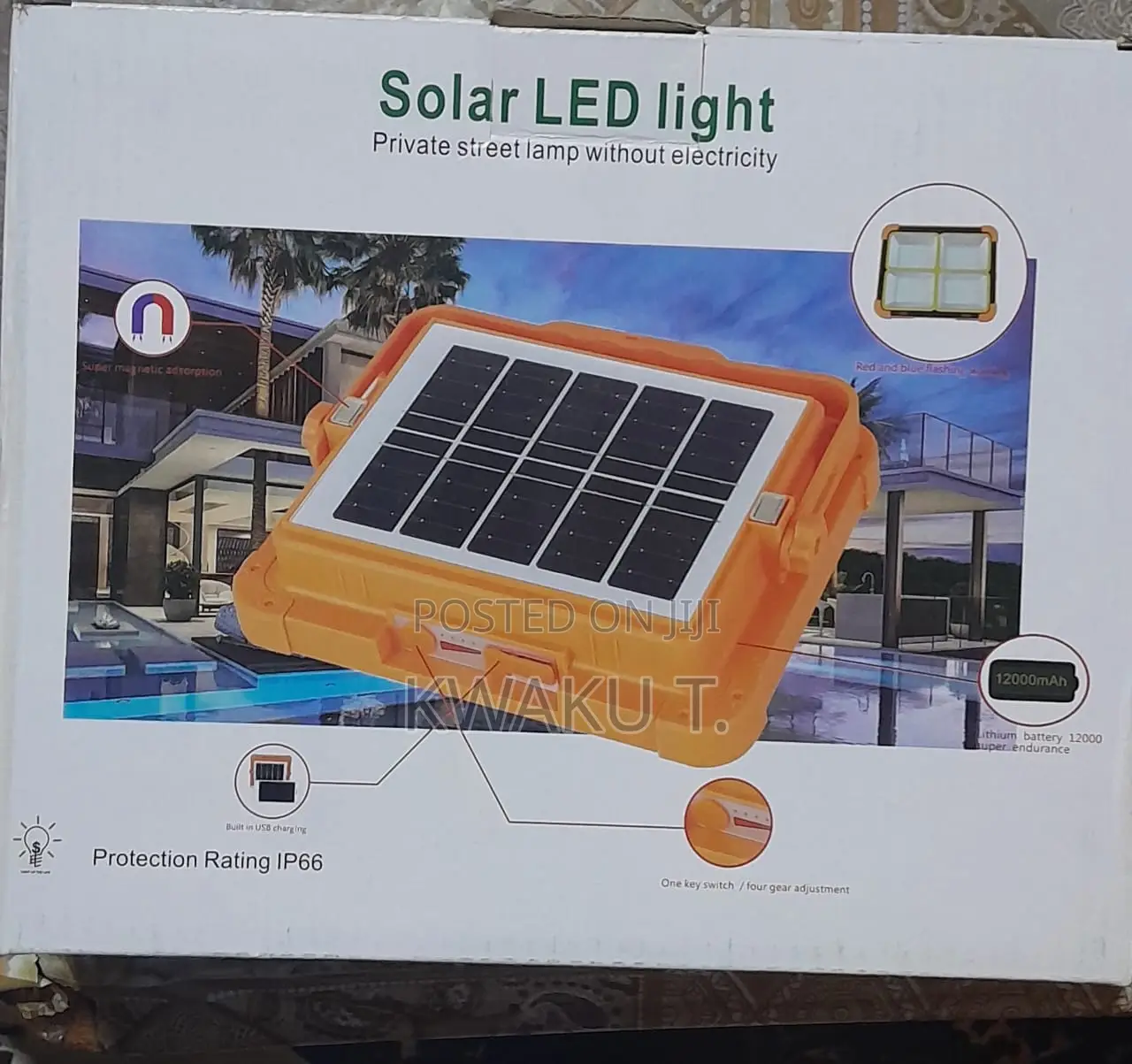 Rechargeable Emergency Solar-Powered LED Floodlight