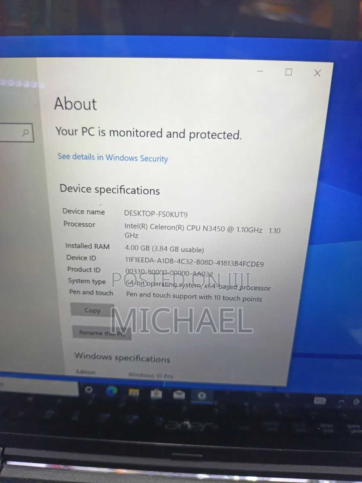 Laptop Acer AcerNote Light 4GB Intel Celeron SSD 500GB