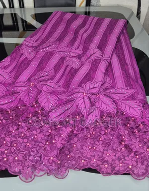 Classy Magenta Lace With Rhinestones and Beads