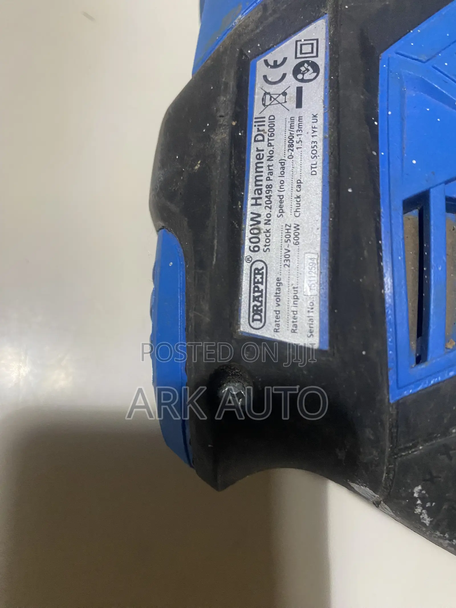 Draper 20498 600W Hammer Drill Corded Electric 230V Power (Uk Used)