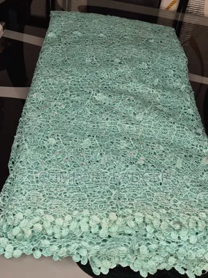 Mint Green Cord (Guipure) Lace With Stone Embellishments