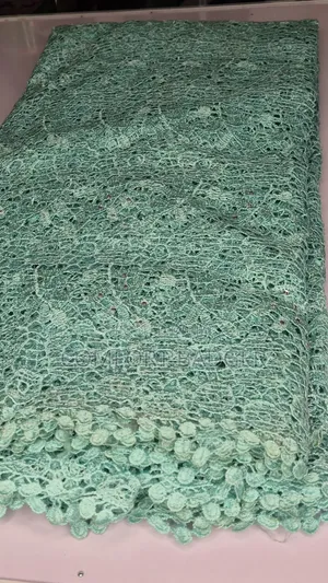 Mint Green Cord (Guipure) Lace With Stone Embellishments