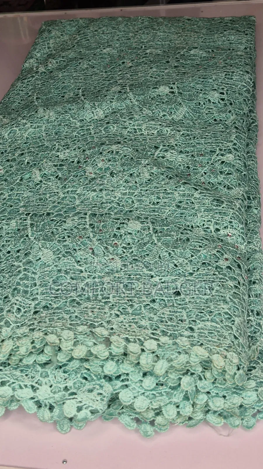 Mint Green Cord (Guipure) Lace With Stone Embellishments