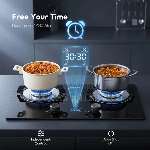 Oraimo FlameSaver D1 2-Burner Gas Stove With Timer