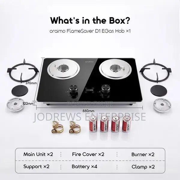 Oraimo FlameSaver D1 2-Burner Gas Stove With Timer
