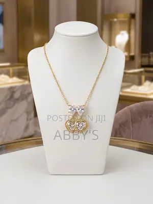 Twin Hearts Crystal Pendant Necklace