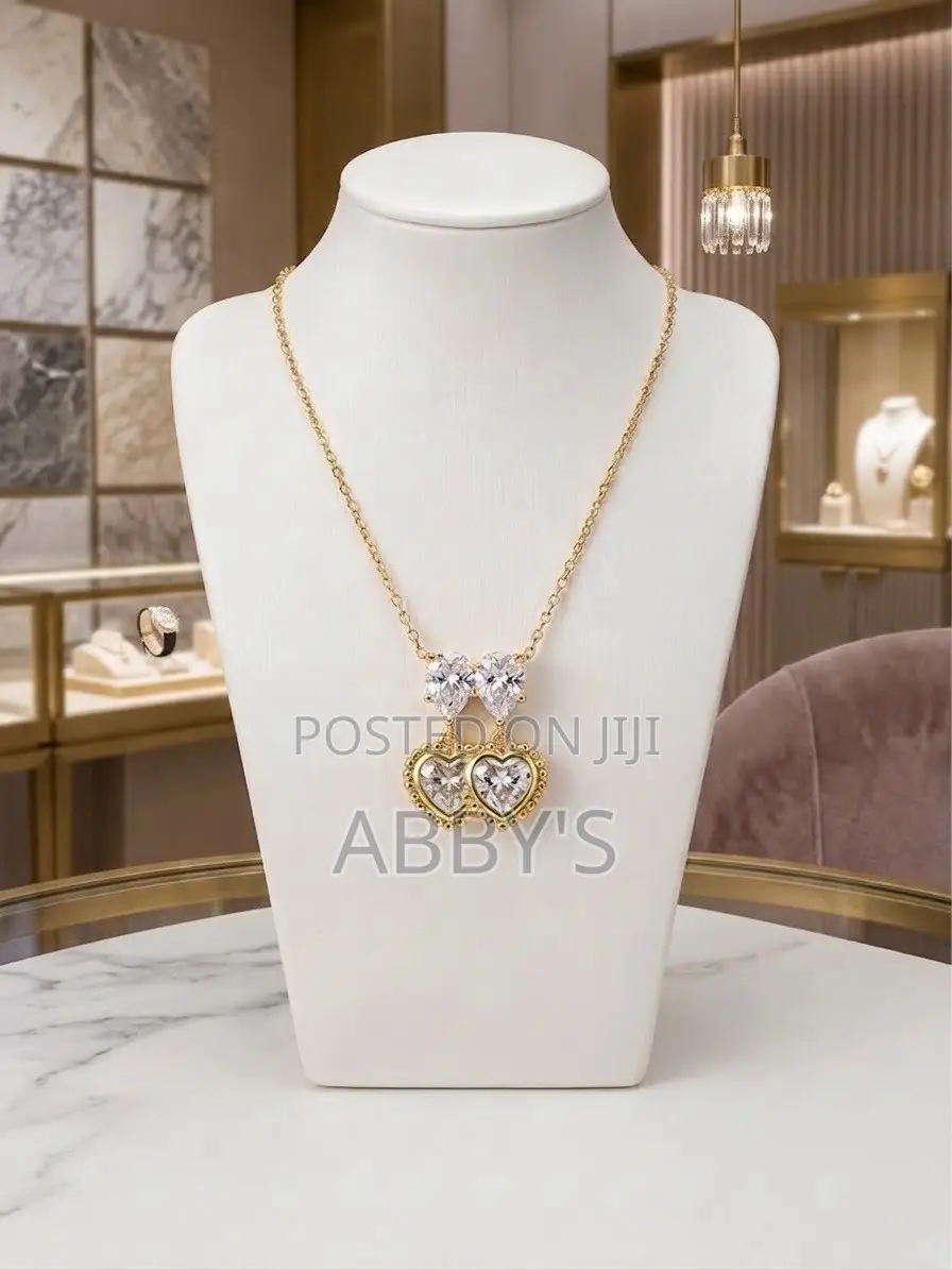 Twin Hearts Crystal Pendant Necklace