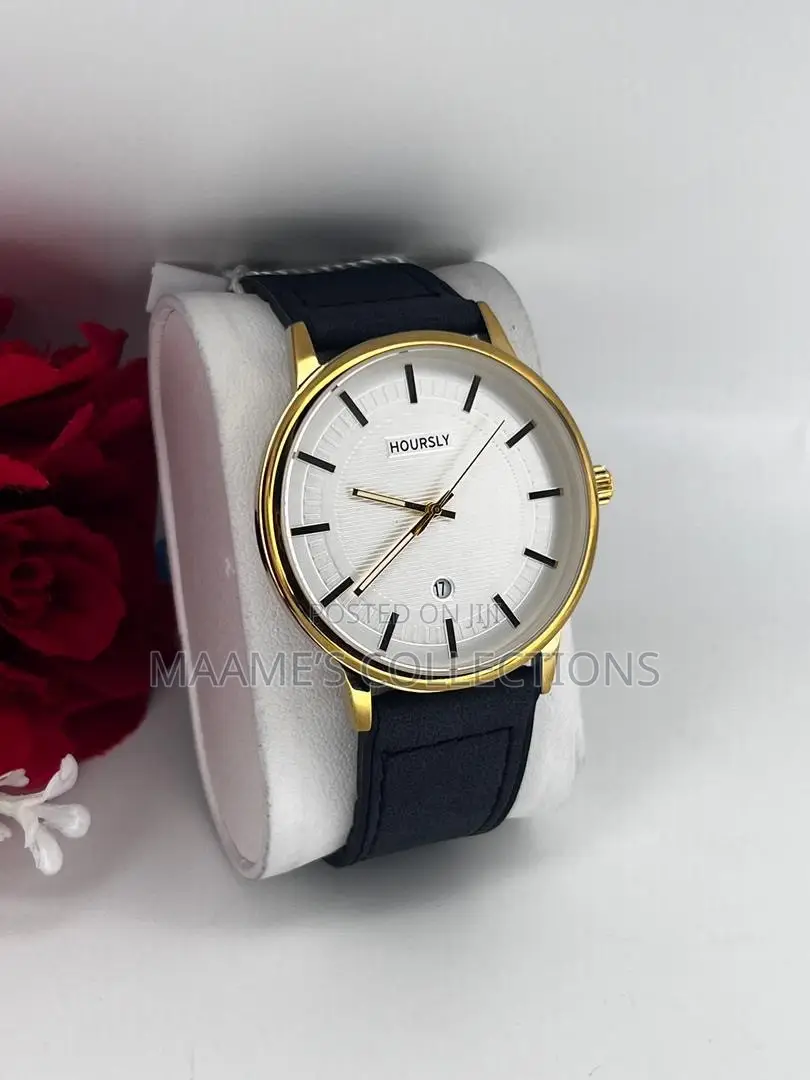 Hourly Classic Men’s Watch – Stylish Leather Strap  (Comes With a Box)