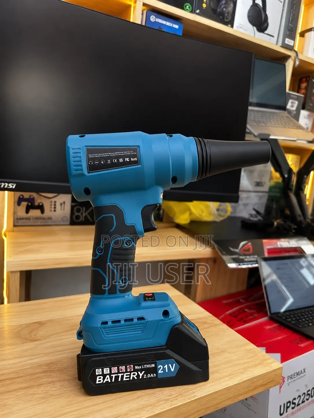 Cordless Electric Blower/Fan, Powered by a 21V Lithium-Ion Battery