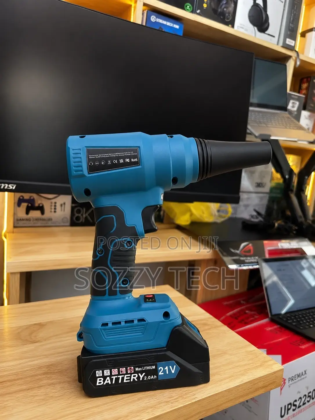 Cordless Electric Blower/Fan, Powered by a 21V Lithium-Ion Battery
