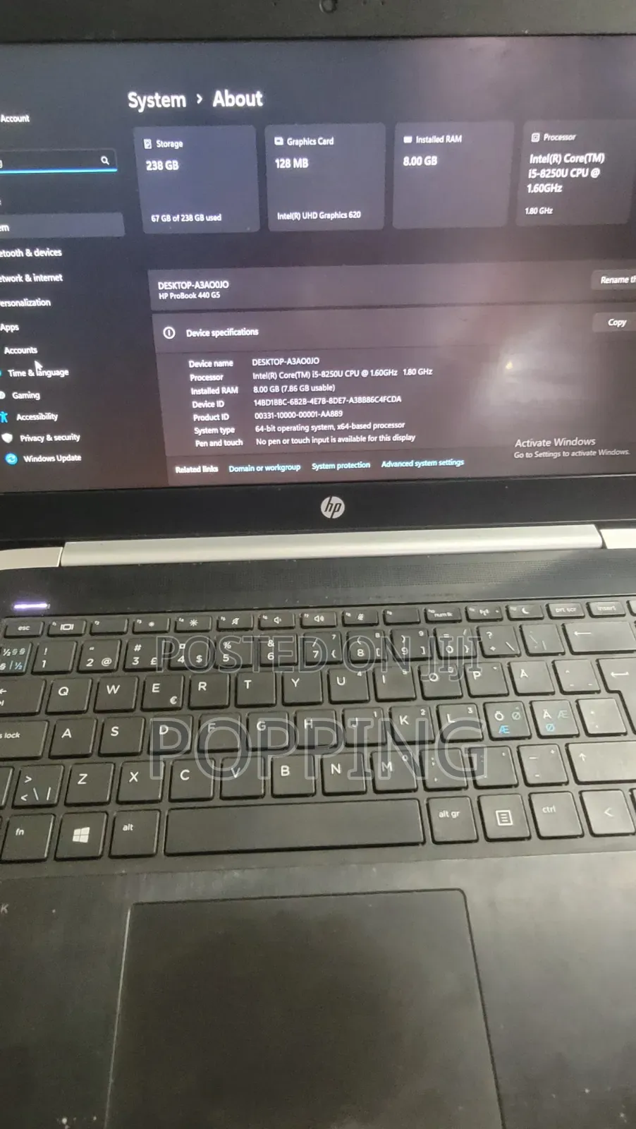 Laptop HP ProBook 440 G5 8GB Intel Core i5 SSD 256GB