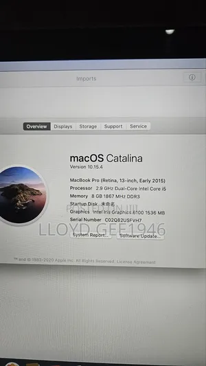 Laptop Apple MacBook Pro 2015 8GB Intel Core i5 HDD+SSD 256GB