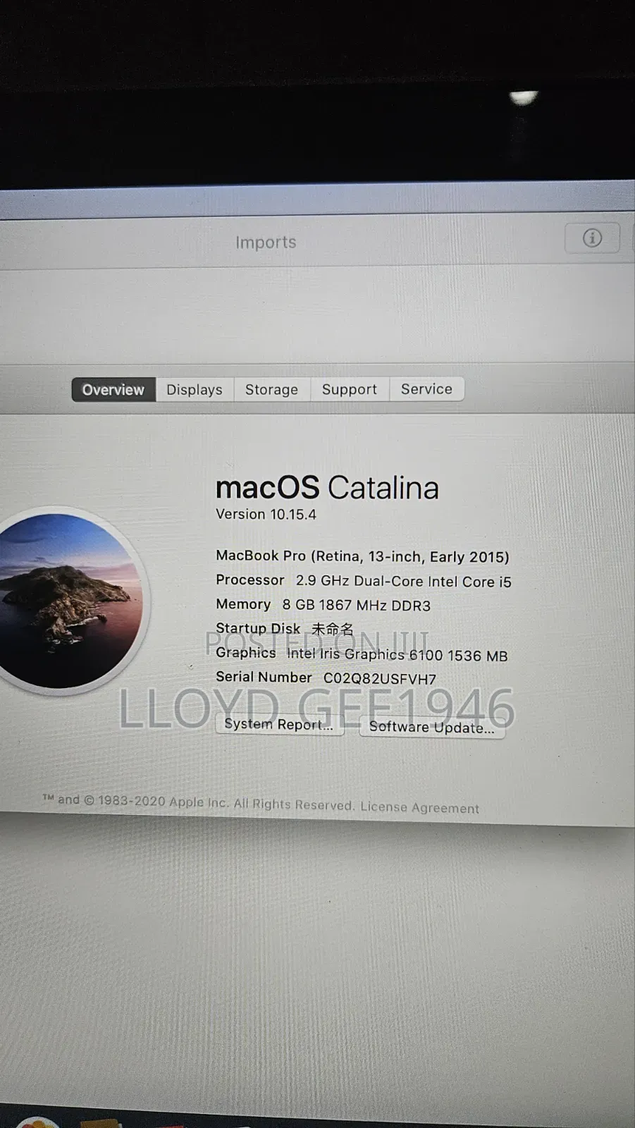 Laptop Apple MacBook Pro 2015 8GB Intel Core i5 HDD+SSD 256GB