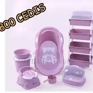 8pcs Baby Bath Set - Bath Tub + Buckets + Baskets - Pink & Blue -