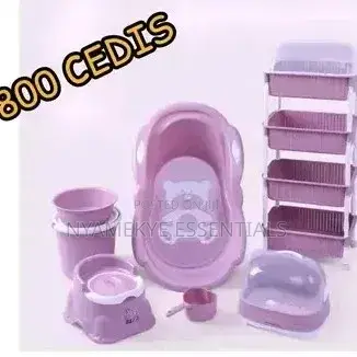8pcs Baby Bath Set - Bath Tub + Buckets + Baskets - Pink & Blue -