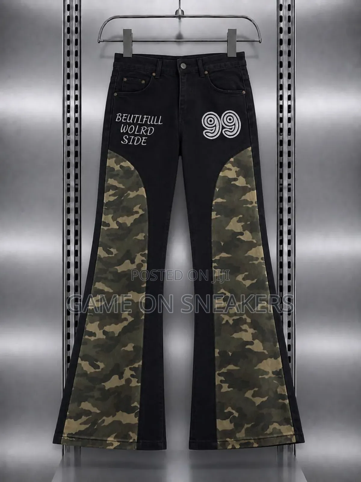 Baggy and Flare Jeans  With Side Chain