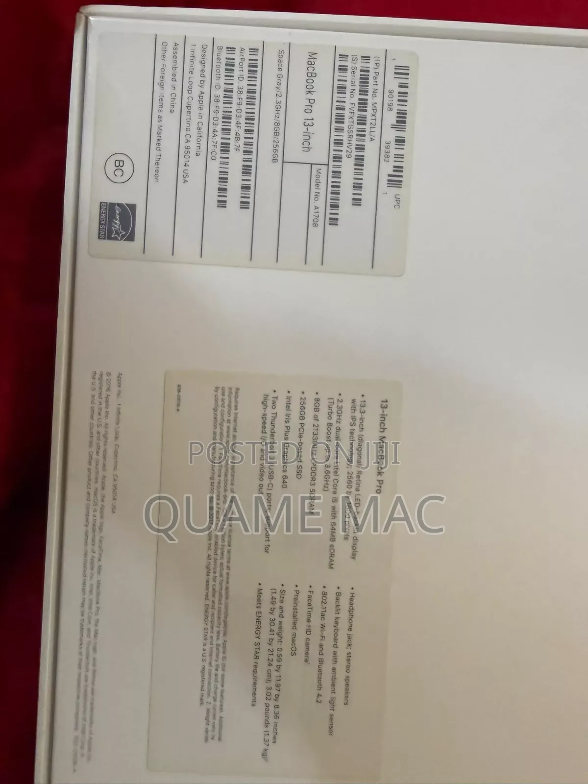 Laptop Apple MacBook Pro 8GB Intel Core i5 SSD 256GB