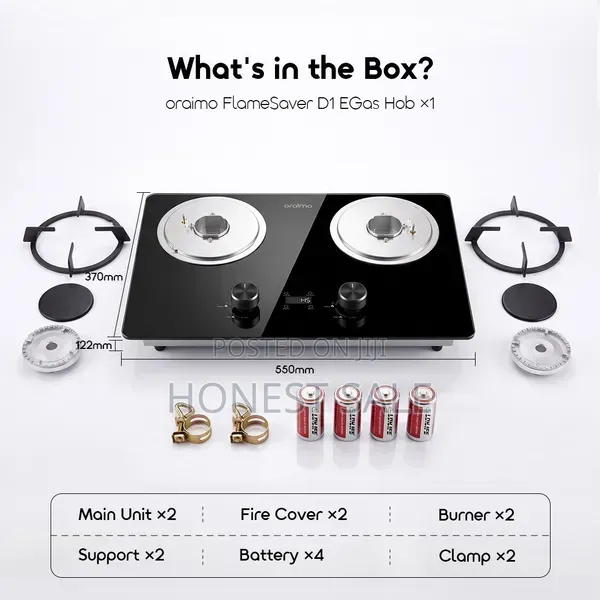Oraimo FlameSaver D1 2-Burner Gas Stove With Timer