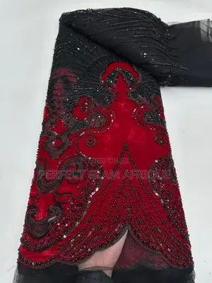 Velvet Lace With Handbeaded With Pearls