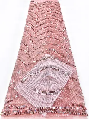 Handbeaded Lace With Sequence and Pearls