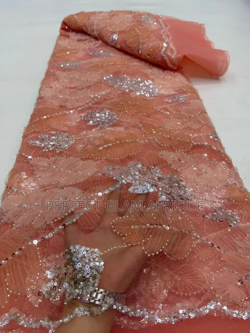 Luxury Lilac 3D Floral Sequin French Lace With Beads