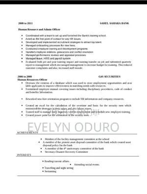 Administrative Officer. CV
