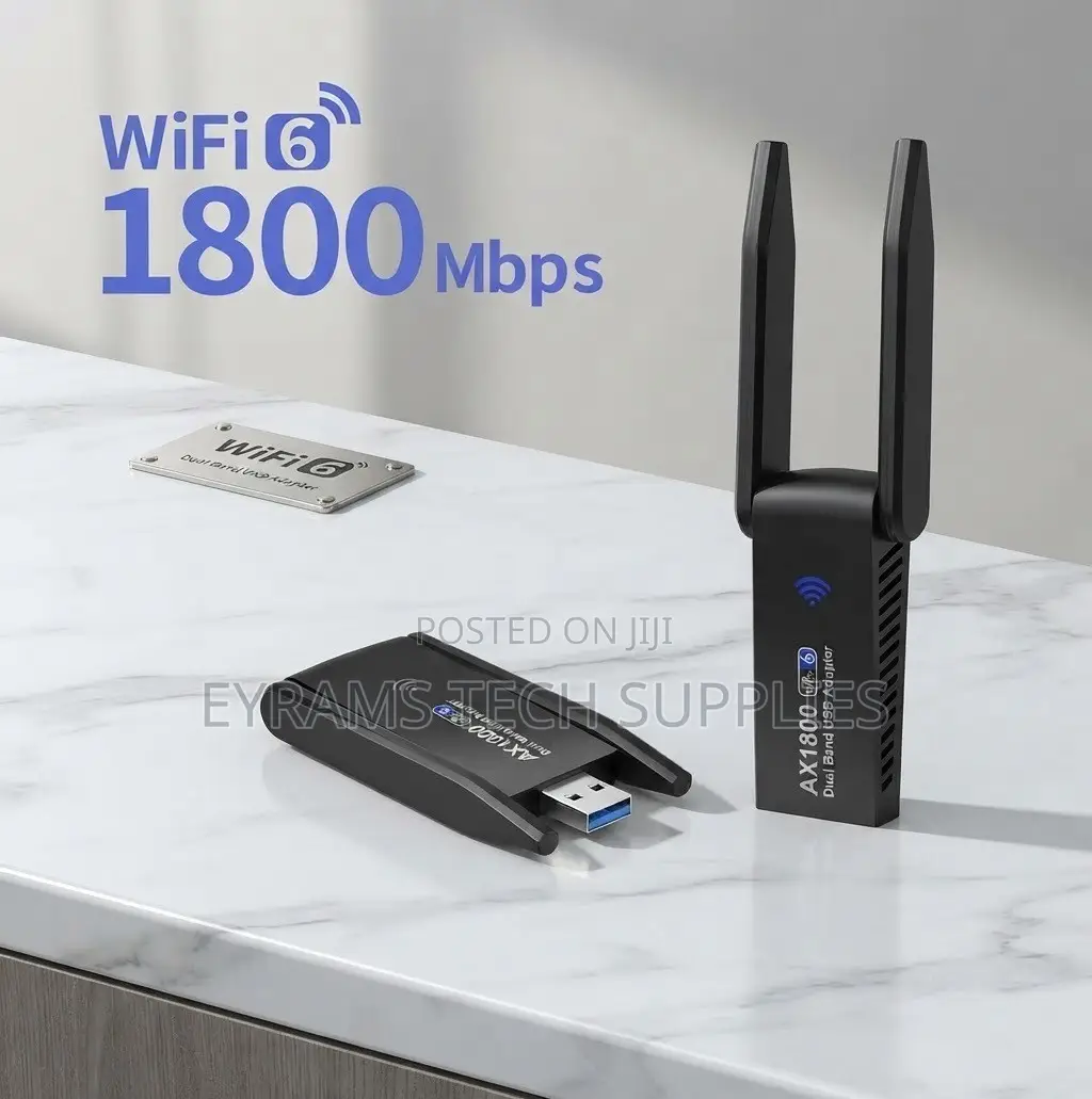 USB WiFi6 Adapter 1800Mbps Wireless Network Dongle Dual Band 2.4/5ghz