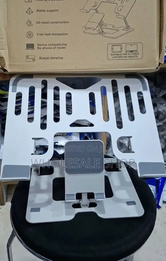 2 in 1 Laptop Metal Folding Stand With Phone Stand